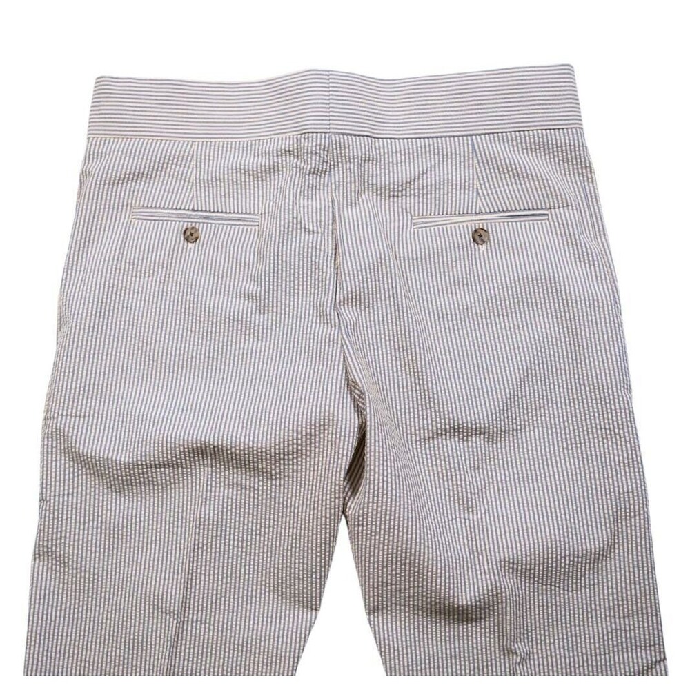 Mens Gurkha Pants Beige Blue Striped Seersucker Slim Straight Chino Trousers 36 - Picture 5 of 7
